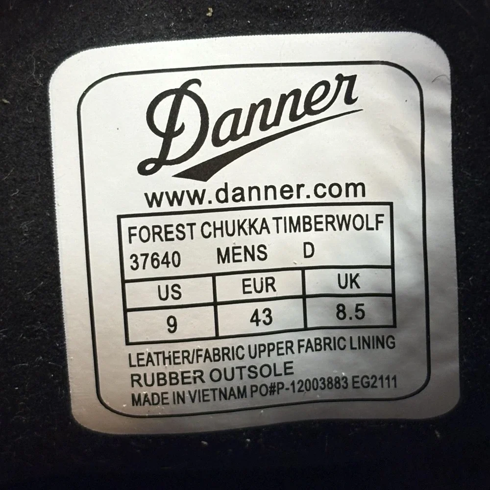 Danner Chukka Boots Men's US 9 D Forest Timberwolf Leather Lightweight Outdoor
